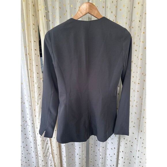 Forever 21 NWT Charcoal Collarless Open Lapel Career Blazer Suit Jacket XS - Picture 5 of 7